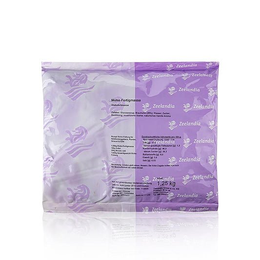 Mohnbackmasse, ideal zur Herstellung von Backwaren mit Mohnfüllungen, 1,25 kg, gesüßt mit Zucker und Honig