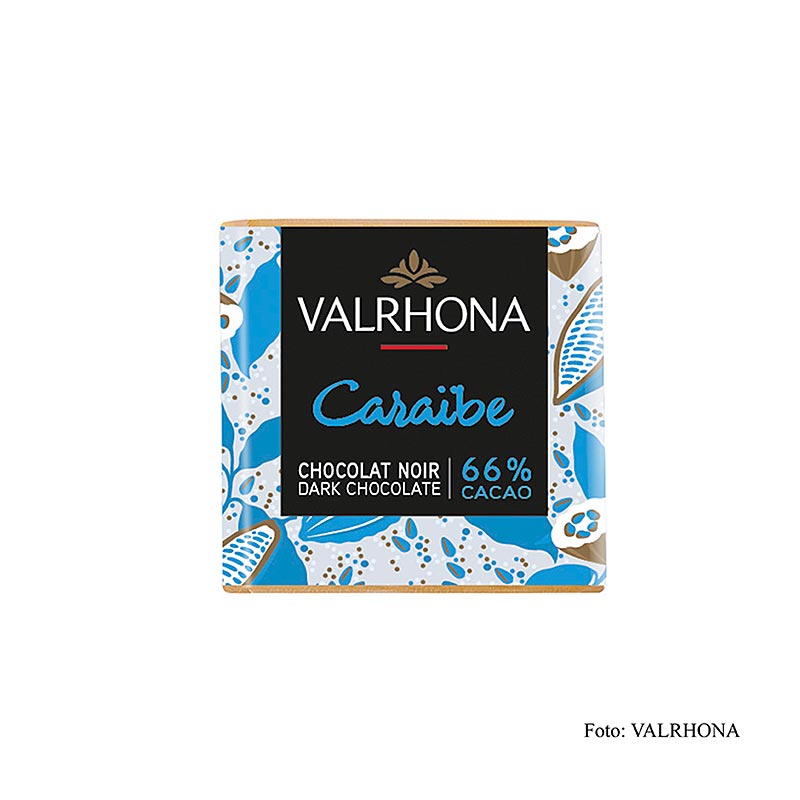 Valrhona Carré Caraibe - Bitterschokoladentäfelchen, 66% Kakao, 1 kg, 200 x 5g - exquisite 66% cocoa dark chocolate squares in a 1 kg pack of 200 individually wrapped 5g pieces