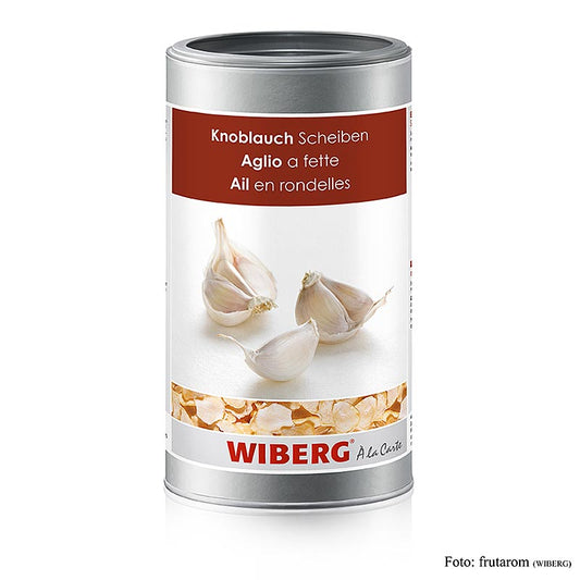 Knoblauch-Scheiben; süßlich-scharf und würzig-intensiv im Geschmack, ideal zu Salaten, Aufstrichen, Fonds, Suppen, Saucen, Fleisch, Geflügel, Wild, Wildgeflügel, Fisch, Krustentieren, Gemüsen und diversen Beilagen Das traditionsreiche Familienunternehmen WIBERG hat das Rezept für mehr Geschmack, mehr Sorgfalt und Know-how bei der Auswahl der Rohstoffe, mehr Qualitätskontrollen und mehr Genuss