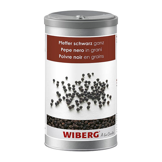Schwarze ganze Pfefferkörner von Wiberg, 630 g, scharf-würzig im Geschmack, ideal zum Würzen von Salaten, Suppen, Saucen, Fleisch, Geflügel, Wild, Hülsenfrüchten und Käse