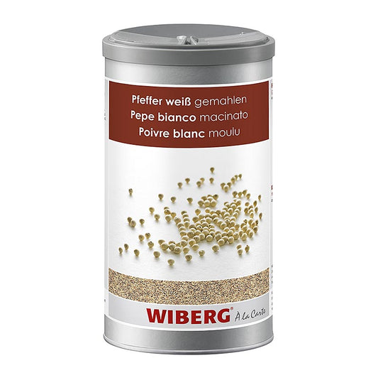 Gemahlener weißer Pfeffer, scharf-aromatisch und fein-würzig, ideal zum Würzen von Salaten, Suppen, Saucen, Fleisch, Geflügel, Wild, Hülsenfrüchten und Käse, 720 g