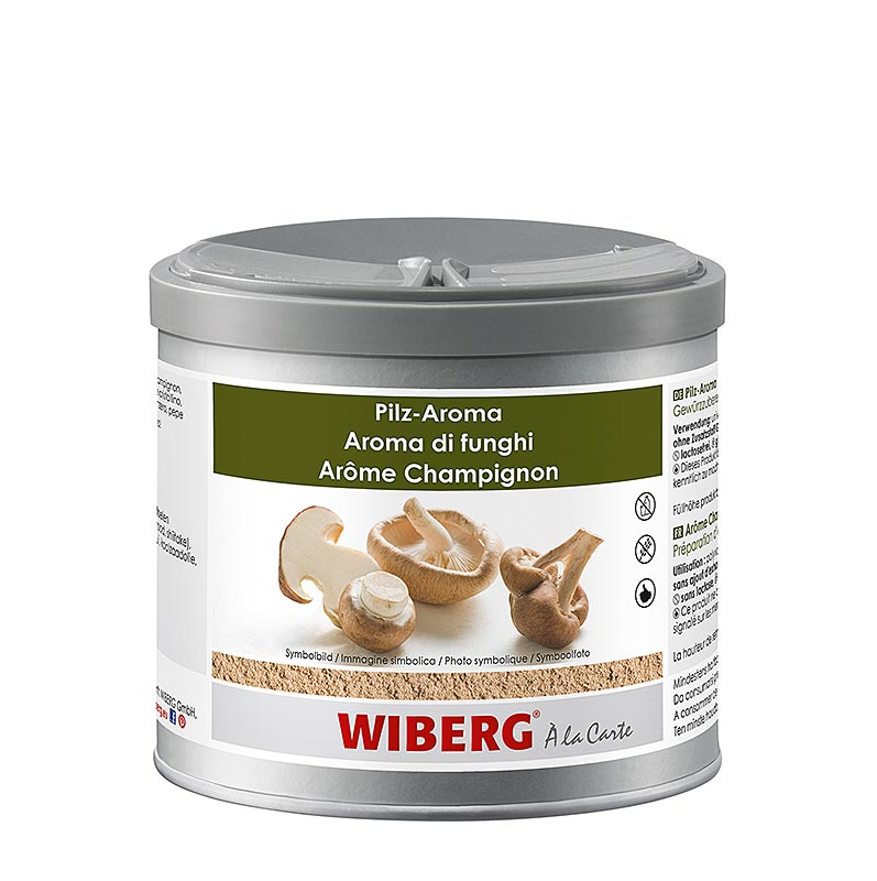 Gewürzzubereitung in Pulverform mit gemahlenen Steinpilzen, Champignons und Shiitake zur Intensivierung des Pilzaromas von Pilzgerichten und zur geschmacklichen Abrundung von Suppen, Saucen, Terrinen, Pasteten, Geflügel-, Wild-, Nudel- und Reisgerichten, 200 g