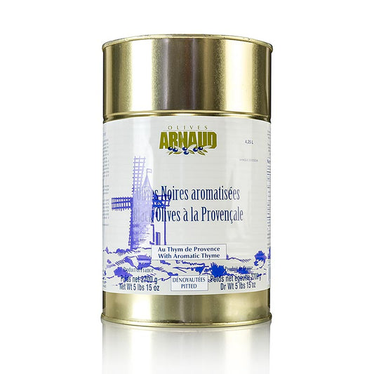 Olives noires dénoyautées, au thym, à l'huile de tournesol, Arnaud, 2,7 kg