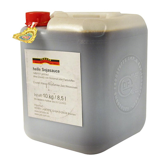 Soja-Sauce - Shoyu, Pearl River Bridge, hell, China, 8 l: Natürlich gebraute helle Sojasauce ohne Glutamat oder Farbstoffe, wenig salzig aber mit kräftigem Geschmack