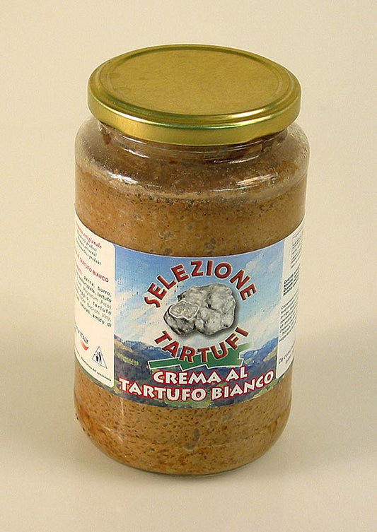 Trüffel-Creme, mit weißem Trüffel (tuber magnatum pico) Crema al Tartufo Bianco, 500 g - Schmackhafte Creme mit Sahne, Butter, Käse und Eiern, ideal zum Verfeinern zahlreicher Gerichte geeignet