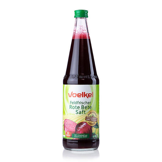 Rote Bete Saft, Voelkel, BIO, 700 ml - Angenehm herb-würziger Gemüse-Genuss aus bio-dynamisch angebauter Roter Bete, ideal zum Verfeinern von Salaten und Gerichten mit Zander