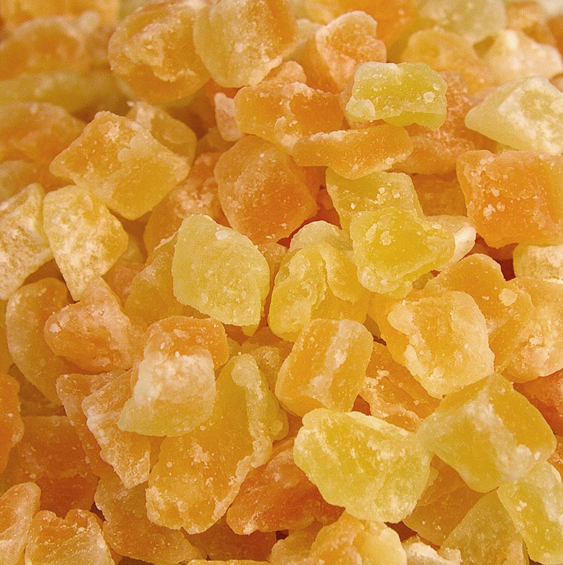1 kg ungeschwefelte und gezuckerte Cantaloupe Melone, gewürfelt, ideal zum Trocknen, Einlegen und Verzieren verschiedener Gerichte Vollreif, süß und aromatisch