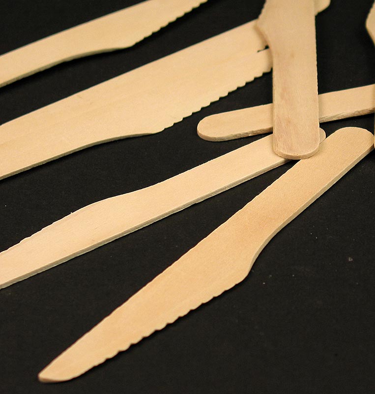 Einweg Holz-Messer aus nachwachsenden Rohstoffen, ca 16,5cm lang, ideal für Partys und um Plastikmesser zu ersetzen