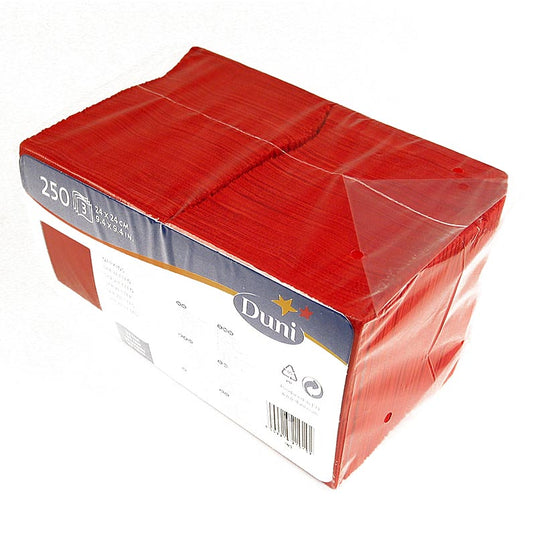 Duni - Tovagliolini da cocktail a 3 veli, rossi, 12x12 cm con piega a 1/4, 250 pezzi