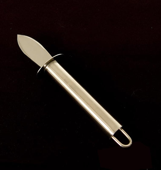 Coltello per ostriche, con manico in acciaio inox + protezione per le dita, lama corta, lunghezza 18 cm, 1 pz.