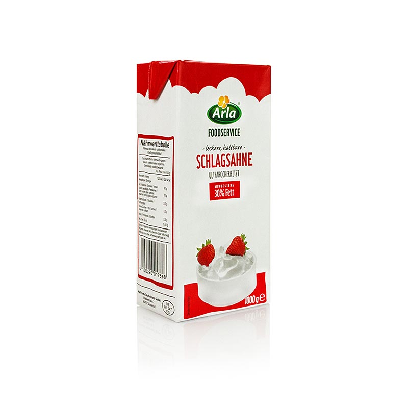 Geschlagene und gesüßte haltbare Schlagsahne in 1 l Verpackung für Desserts und Heißgetränke