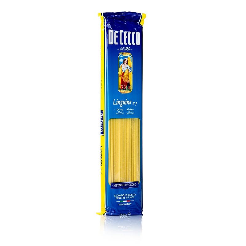De Cecco Linguine, No7, 500 g - Lang, flach und schmal, perfekt für Saucen mit frischen Tomaten, Gemüse oder Kräutern, sowie mit scharfen, Fisch- oder Meeresfrüchtesaucen oder weißen Saucen mit Sahne und Gewürzen