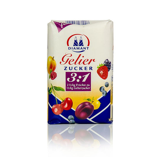 Praktischer Gelierzucker 3:1, 500 g für die Herstellung von leckerer Marmelade und Konfitüre aus 1,5 kg Früchten und 0,5 kg Gelierzucker
