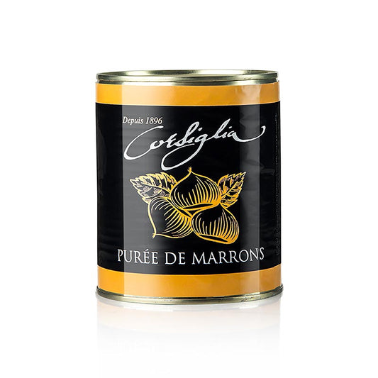 Maronenpüree in einer orangefarbenen Dose von Corsiglia Facor, 870 g, ungesüßt und fest, ideal für süße und herzhafte Rezepte