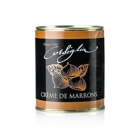 Maronen Creme, kandierte Maronen & Vanille, weich & süß (gelbe Dose), Facor, 1 kg: Weiche Maronen Creme mit kandierten Maronen und natürlicher Vanille Ideal für Kuchen, Gebäck, Pralinen und Desserts