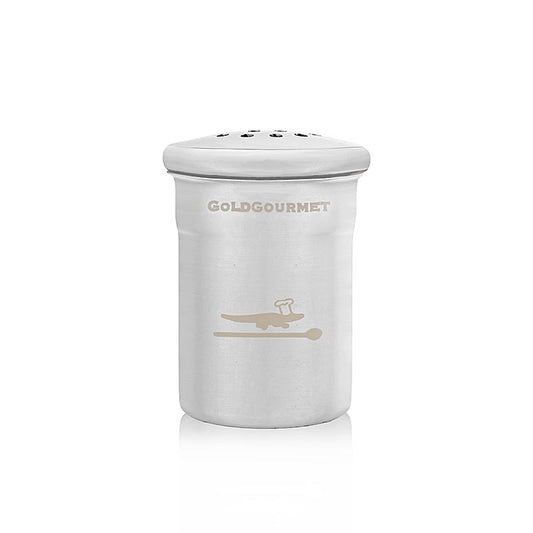 Oro - Spargitore in acciaio inossidabile per scaglie di foglia d'oro, ø 5 cm/altezza 6 cm, senza contenuto, 1 pz.