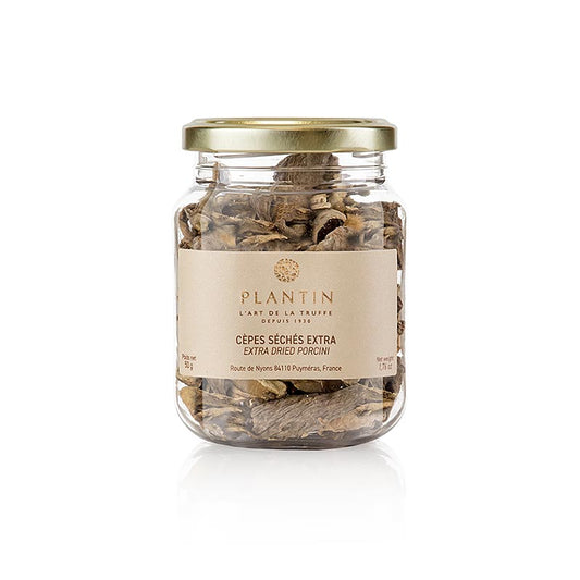 Getrocknete Steinpilze von Plantin, 50 g - ideal für Pilzgerichte und zum Verfeinern von Suppen und Saucen, wachsen von Mai bis September in lichten Buchenwäldern Europas