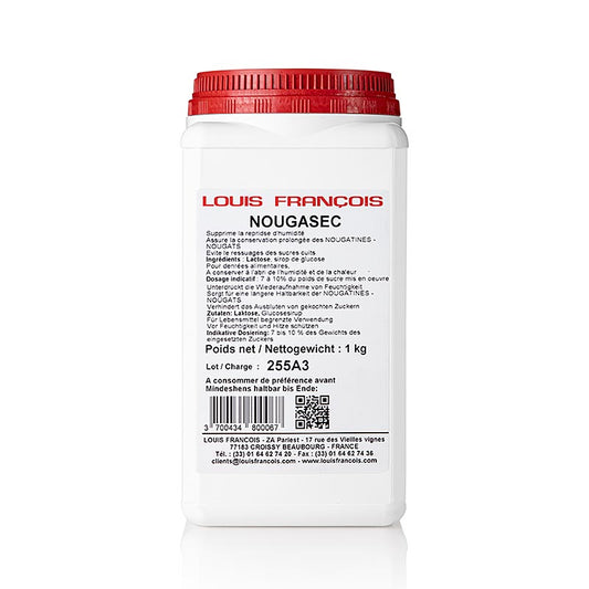 Stabilisator Nougasec für Nougat und Nougatine, Louis Francois, 1 kg - verhindert Feuchtigkeitsaufnahme von Zuckerwaren und Nougatartikeln