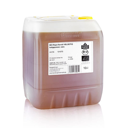 Rapskernöl, kaltgepresst, aus geschälter Rapssaat nativ, Teutoburger Ölmühle, BIO, 10 l - Hochwertiges, vielseitiges Bio-Rapsöl für kalte und warme Verwendung