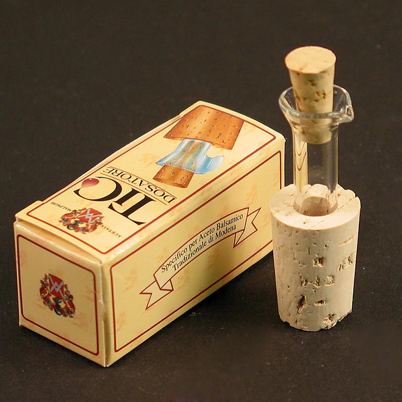 German

Alt-Text: Flaschenausgießer für Aceto Balsamico & Öl (Dropper TIC Korken mit Glasröhrchen), 1 St - praktisches Zubehör für die Dosierung von Essig und Öl
