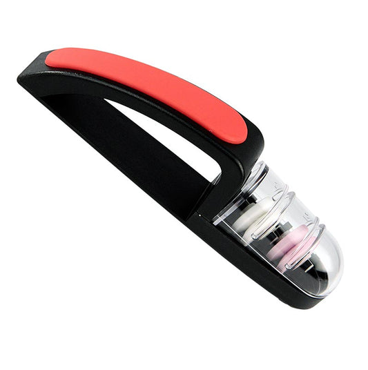 Mino Sharp Universal Messerschleifer/Keramikstein, rot-schwarz, groß, 440/BR, 1 St - Große Ausführung in rot/schwarz für alle Messer ohne Wellen oder einseitigem Schliff, geeignet für feine und grobe Körnung, Anwendung mit Wasser