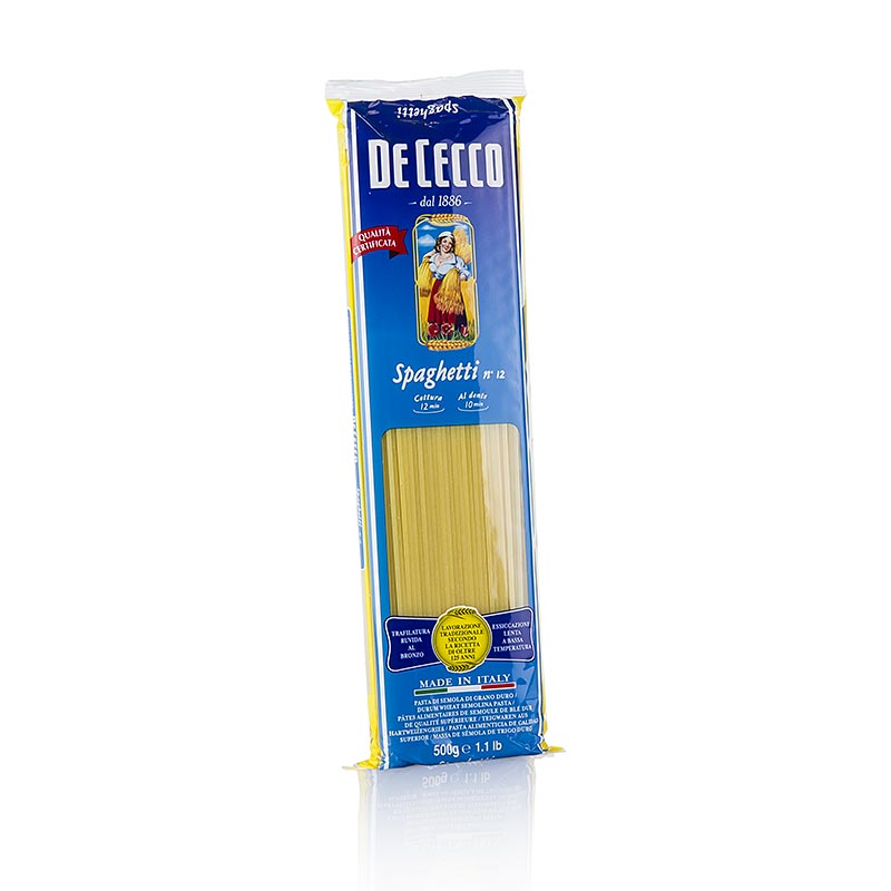 Spaghetti-Verpackung von De Cecco, No12, 500 g, hergestellt aus bestem Hartweizen