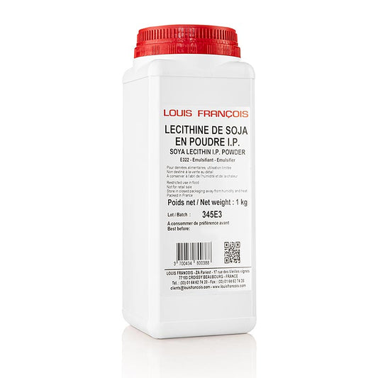 Sojalecithin - Emulgator, in Pulverform, E322, 1 kg - Produktillustration für die Verwendung als Emulgator in Brot, Desserts, Schokolade, Speiseeis, Mayonnaisen und Salatsaucen