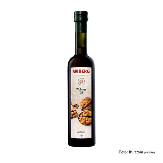 Wiberg Walnussöl, kaltgepresst, 500 ml, aus handverlesenen Walnüssen, ideal zu Salaten und zum Verfeinern von Fisch, Fleisch, Wild und Süßspeisen, ansprechendes Flaschendesign für dekorative Präsentation am Buffet