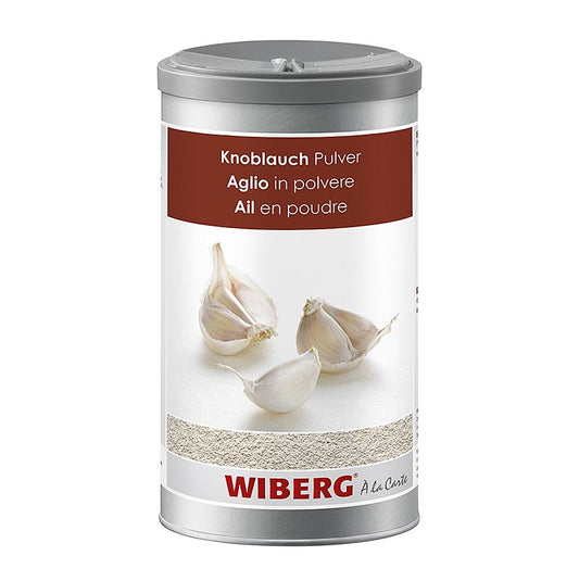 Großpackung Wiberg Knoblauch-Pulver, 580 g - süßlich-scharf und würzig-intensiv im Geschmack, ideal zu Salaten, Aufstrichen, Fonds, Suppen, Saucen, Fleisch, Geflügel, Wild, Wildgeflügel, Fisch, Krustentieren, Gemüsen und diversen Beilagen