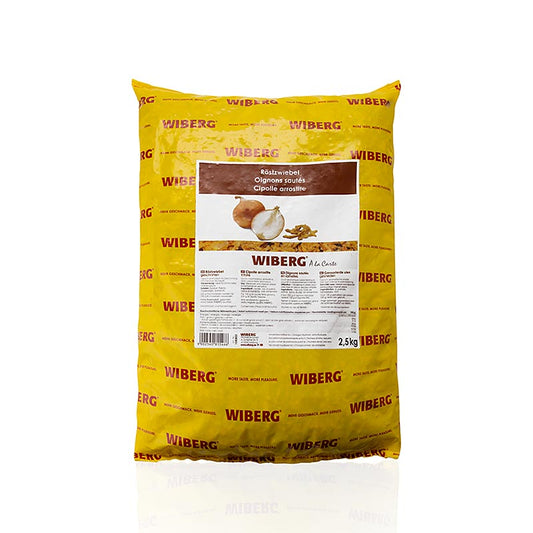 Geschnittene Wiberg Röstzwiebeln, 2,5 kg, vielseitig verwendbar für Hot Dogs, Hamburger, Kartoffelpüree, Schnittchen, Schmalzbrot, Steaks, gebratene Leber, Omelettes, Bratkartoffeln, Salat, Suppen und zum Knabbern, mit typisch aromatischem Geschmack