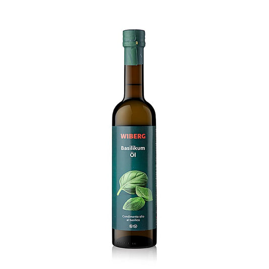 Olio al basilico Wiberg, spremuto a freddo, olio extravergine di oliva con estratto di basilico, 500 ml