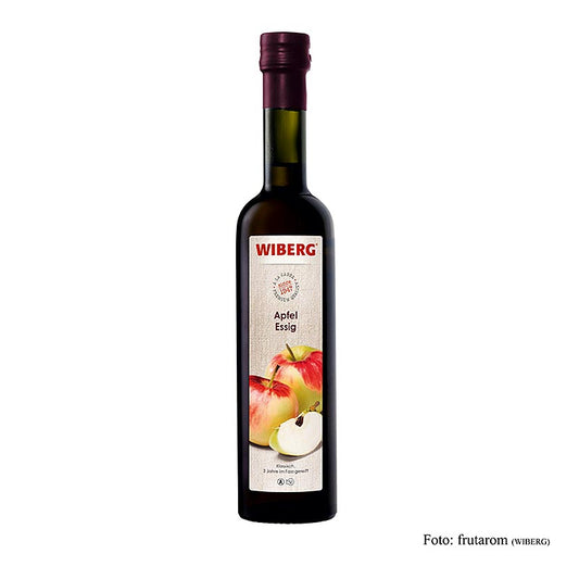 Flasche Wiberg Apfelessig klassisch, 3 Jahre, 5% Säure, 500 ml, mit fruchtigem, frischem und säuerlichem Geschmack, ideal für Salate, Marinaden, Beizen von Fleisch und als Fitnessdrink mit Quellwasser verdünnt