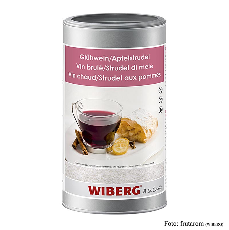 Aromatische Wiberg Glühwein/Apfelstrudel Aroma-Zubereitung für 51 Liter, ideal für Glühwein, Glühmost, Kompott, Apfelstrudel, Tee, Grog und Punsch, süße Speisen verfeinern Dosierung: 1 Kaffeelöffel auf 250ml Wein