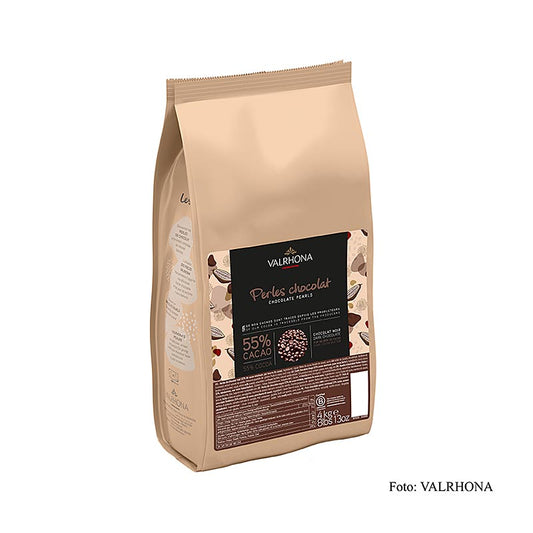 Valrhona Schokoladenperlen zum Einbacken, 55% Kakao, ideal für Gebäck und Schokokuchen