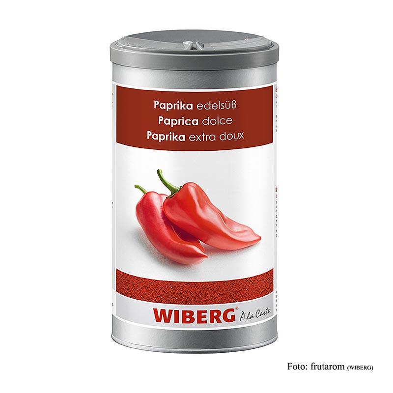 Wiberg Paprika, edelsüß, 600 g - Angenehm-würzig und fruchtig-aromatisch im Geschmack, ideal für Salate, Aufstriche, Suppen, Saucen, Fleisch, Geflügel, Wild, Fisch, Krustentiere, Wildgeflügel, Käse, Reis- und Nudelgerichte, Gemüse und verschiedene Beilagen Qualität und Genuss durch spezielles Frisch-Mahlverfahren