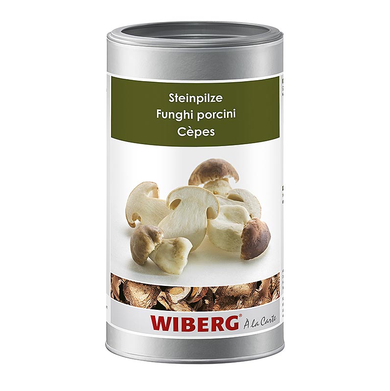 Getrocknete, geschnittene Steinpilze von Wiberg, hoch aromatisch im Geschmack, ideal für Terrinen, Pasteten, Suppen, Saucen, Geflügel-, Wild-, Nudel- und Reisgerichte