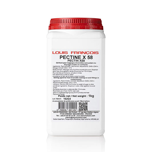 Pektin X 58, Geliermittel für Überzüge ohne Fruchtmark, 1 kg - Pflanzliche zuckerfreie Pektinmischung für Gebäcke und Biskuitteig Tiefkühlfähig und reversibel Geeignet für verschiedene Einsatzbereiche