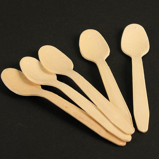 Einweg Holz-Kaffeelöffel, 100 Stück, ideal für Partys, um hochwertiges Besteck zu schonen, Länge 10,5cm