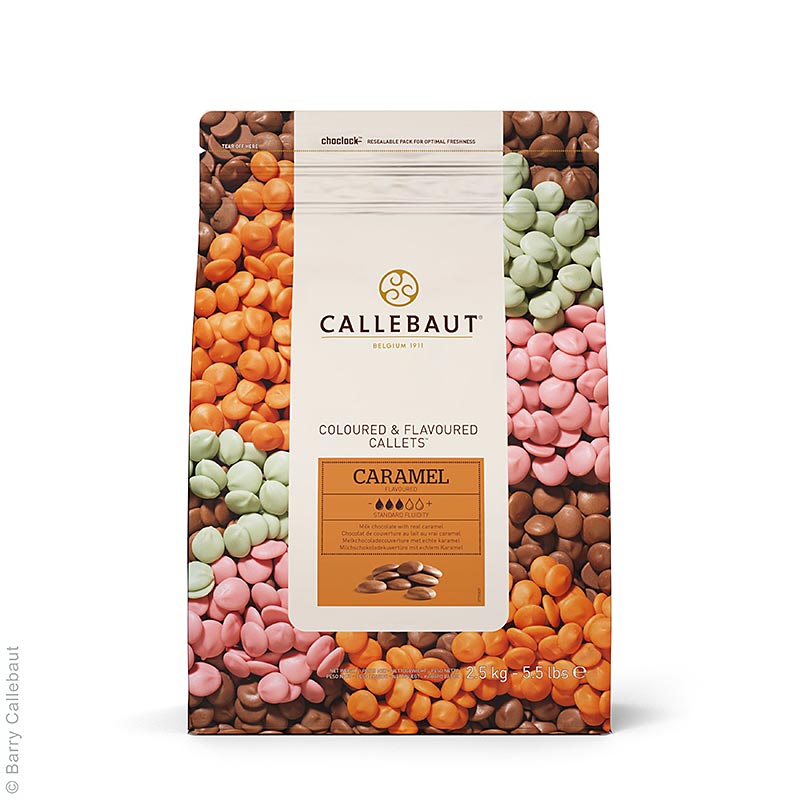 Callebaut - Pâte décorative aromatisée - Caramel, callets, 2,5 kg