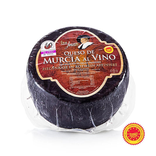 Ziegenkäse in Rotwein-Rinde aus Murcia, Spanien, ca 2,5 kg - handwerklich hergestellt und mit reichen Aromen von Ziegenmilch und Rotwein gereift, ideal für Käseliebhaber und kulinarische Kreationen