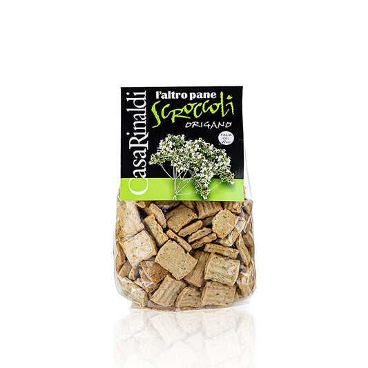 Knuspriges Scroccoli al Origano Knabbergebäck, hergestellt mit Mehl, Wein und Olivenöl
