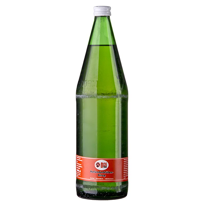 Holunderblütensirup aus Holunderblütenauszügen, Zucker und Wasser, ideal für Getränke und Süßspeisen Auch für Champagner und Prosecco geeignet