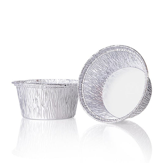 Einweg Aluschalen Take Away, ø 80mm, 34mm hoch – perfekte Portionsform zum Backen von Muffins, Desserts oder Portionieren von Reis Auch erhältlich in 1000 Stück, Art 15447