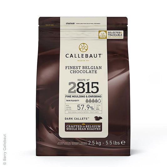 Zartbitterschokolade Excellent Callets, 57,9% Kakao, 2,5 kg - Schokoladentropfen zum Schmelzen, Überziehen, Füllen und Dekorieren geeignet Ideal für Mousse