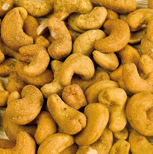 Geröstete Cashewkerne mit Salz und Madras-Curry, exzellenter Barsnack, 2,5 kg