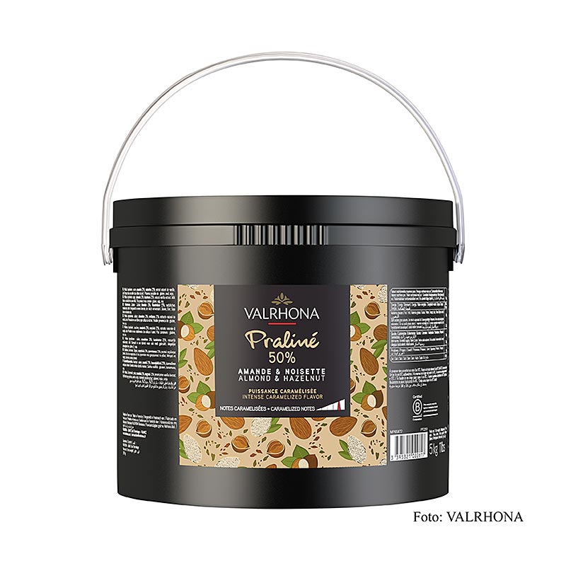 Praliné Masse fein, 25% Haselnuss, 25% Mandel, intensive Nussnoten, 5 kg - Zum Glasieren von Torten, als Füllung für Pralinen und Bonbons, sowie zur Eisherstellung geeignet