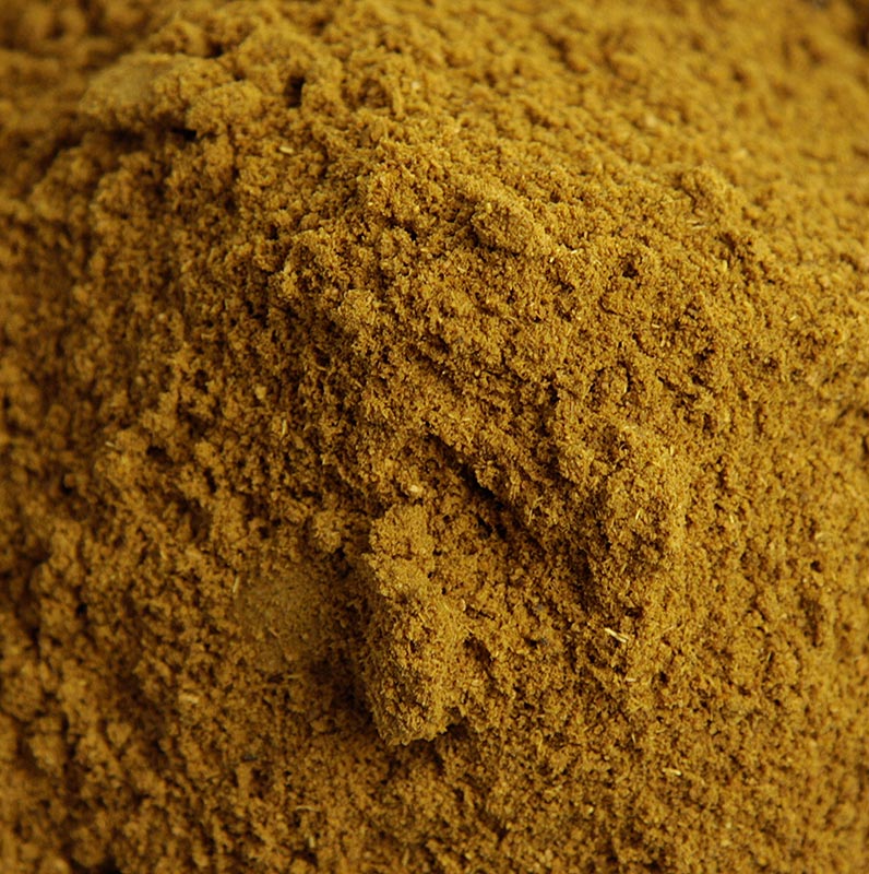 Bild eines milden 100 g Currypulvers, ideal zum Würzen von Suppen, Saucen und Fleischgerichten, geeignet für alle, die es milder im Geschmack mögen