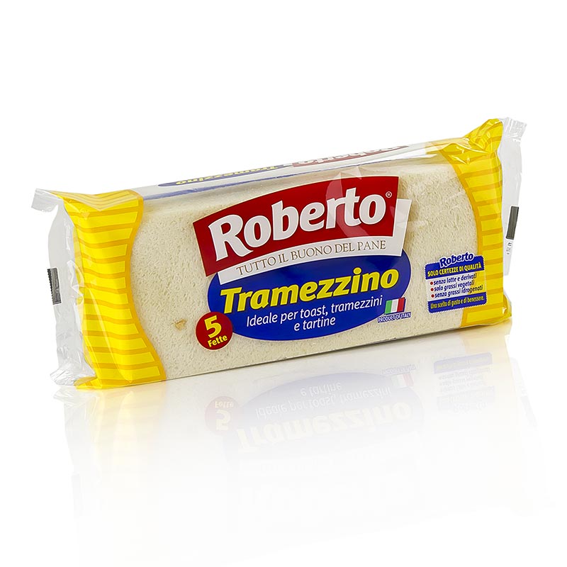 Tramezzini Brot, 10x23cm groß, 250 g, 5 Stück, italienisches Weißbrot, weich und feinporig, zum Belegen mit Salat, Mayonnaise, Käse oder Schinken