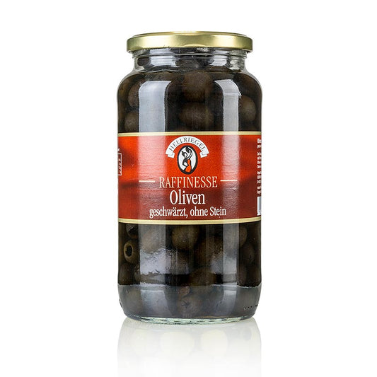 Schwarze, kernlose, geschwärzte und eingelegte Oliven in Lake, 935 g Nettogewicht, perfekt als Vorspeise, in Salaten oder in Lieblingsgerichten, sorgfältig ausgewählt und nach traditionellen Methoden zubereitet, unwiderstehlicher Geschmack, Vielseitigkeit und Qualität für Gourmets und Hobbyköche