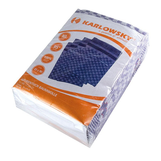 Grubentuch Blau, 45x90cm, grobe Baumwolle, 10er-Pack, Karlowsky, 1 St - Hochwertige Geschirrtücher in Gastronomiequalität für effizientes Abtrocknen von Ess- und Kochgeschirr, Gläsern und Besteck